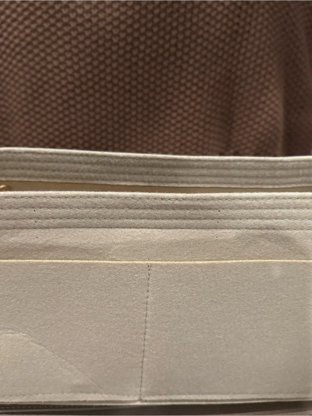AMELI / ALEMI  VIADUKT WORK soft grain leather bag in greige & custom insert